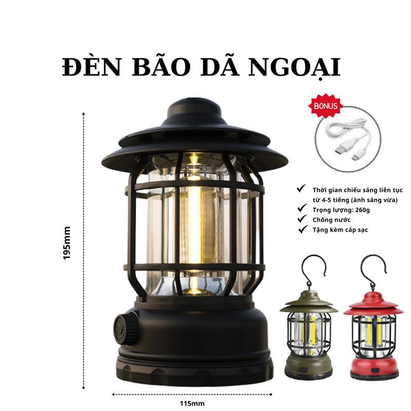 Combo 2 Đèn Bão, Đèn Dã Ngoại, Cắm Trại, Du Lịch - Dùng Pin Sạc USB Tích Điện - Có Thể Dùng Để Trang Trí