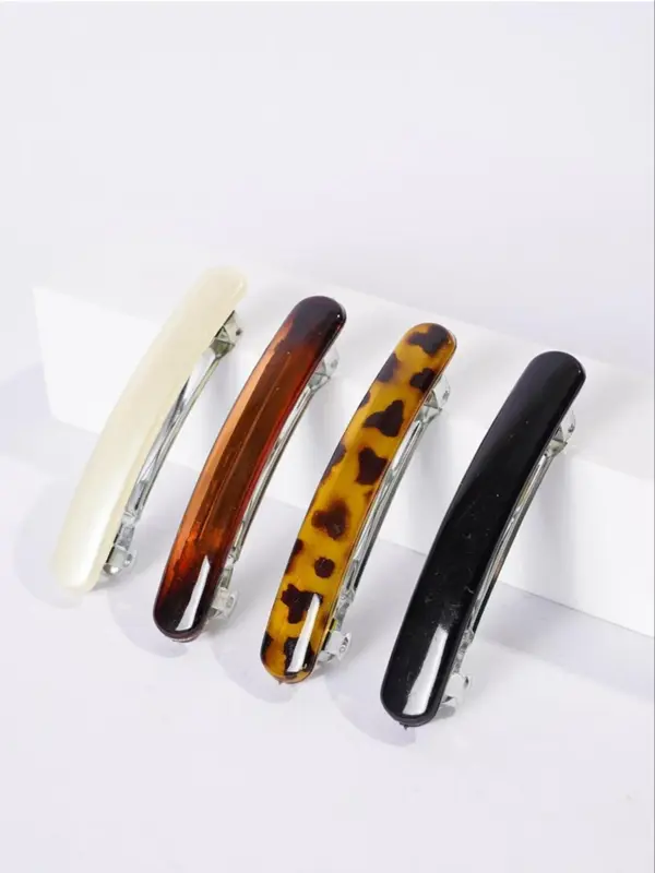 2025 New Style Leopard Pattern Hair Clip, Simple Style Plain Color Hair Clip, Fashion Hair Accessories for Women & Girls 3