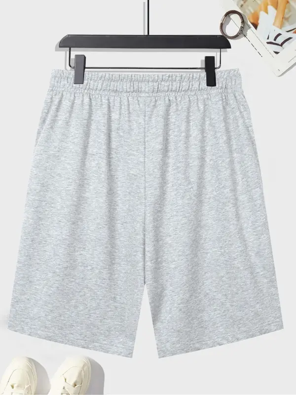 Men's Regular Fit Letter & Geometric Print Drawstring Waist Shorts, Casual Breathable Comfortable Shorts for Summer, Fashion Men's Bottoms for Daily Wear 3