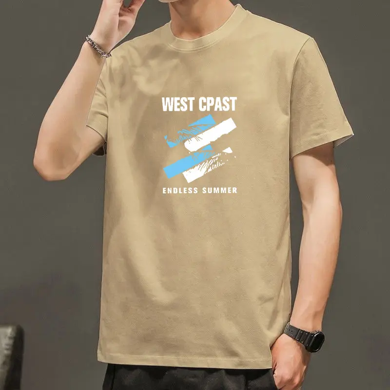 2024 Spring and Summer New round Neck Short Sleeve T-shirt Men's T-shirt Fashion Short Fashion All-Match Casual Top Clothes Men's T-shirt