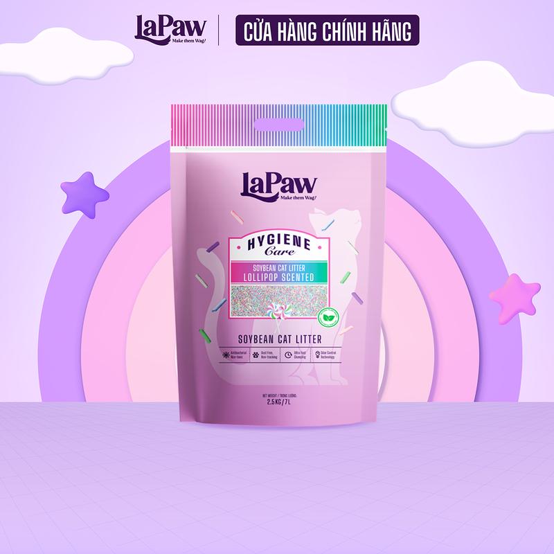 【LaPaw Cát đậu nành cho mèo vón cục tốt lollipop cao cấp 7L/ 2,5 KG [LOLLIPOP SCENTED]