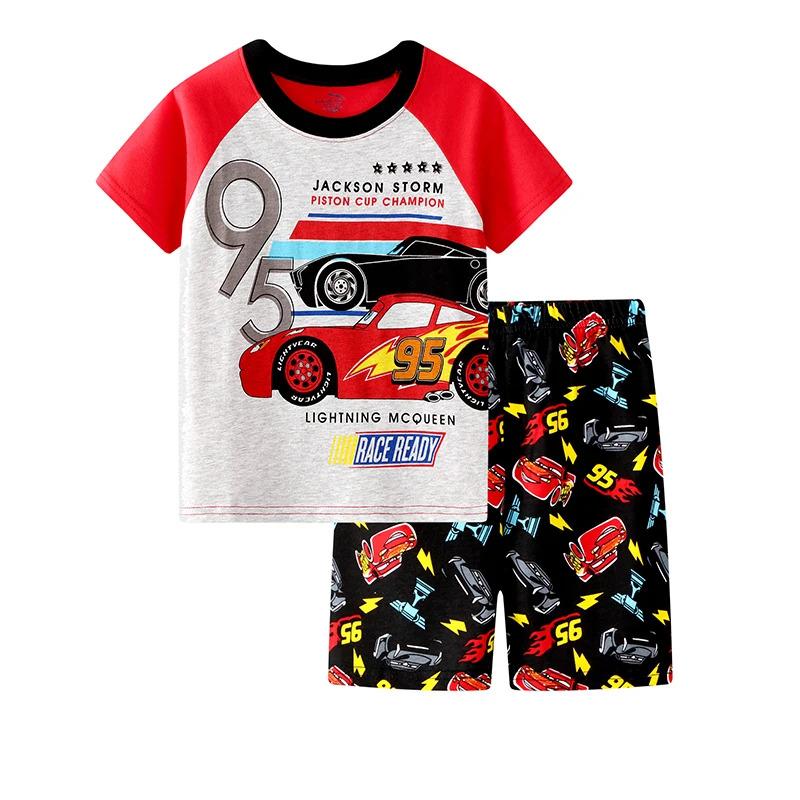 Product Introduction of Summer Children pajamas set Short Sleeve T shirt shorts car boy pyjamas kids Lightning McQueen pajamas cartoon baby sleepwear 11