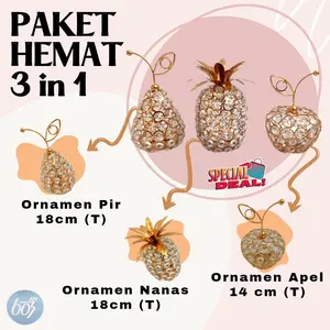 [COD] 603 STORE Ornamen Kristal Buah SET 3 PCS (Nanas - Apel - Pir)