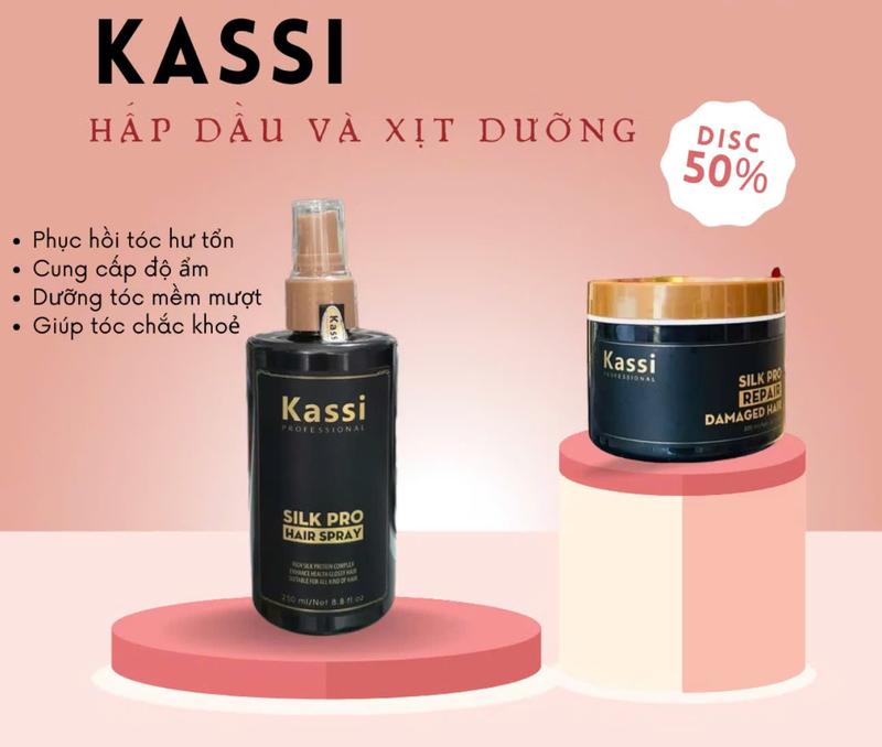 Combo Xịt Dưỡng Tóc Kassi và Hấp Dầu Kassi - Chăm Sóc Tóc Tại Nhà- Dưỡng Tóc Chắc Khoẻ Suôn Mượt - Cho Nữ - Women