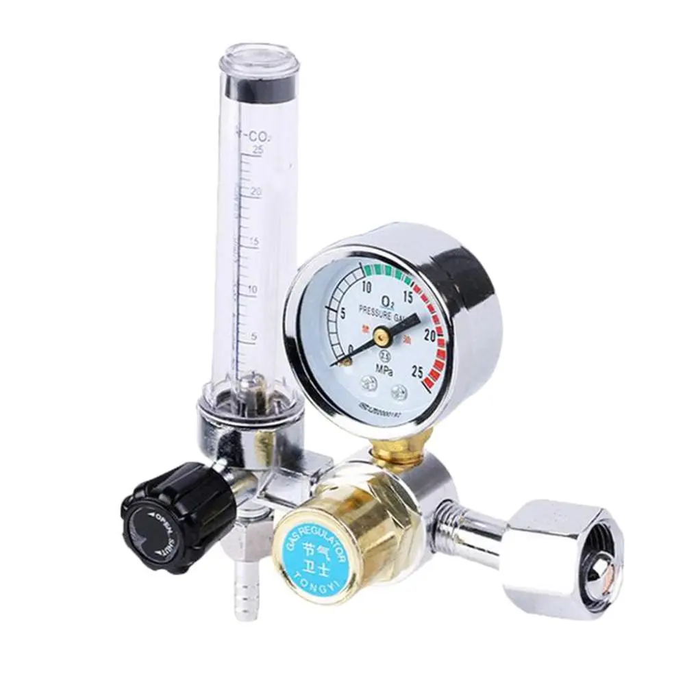 Professional Pressure Reducer, 0-25 MPa Pressure Regulator Welding Argon Co2 MAG/ with Flow Meter Regulator Guage