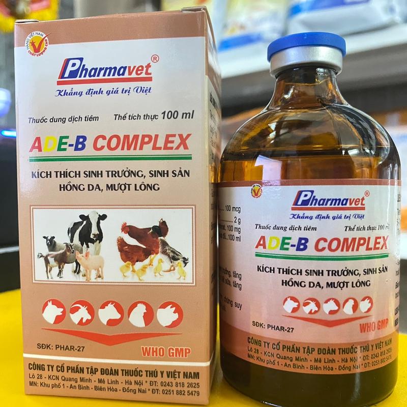 ADE-B COMPLEX quy cách 100ml Tiết sữa giúp rụng trứng sinh sản đẻ sai trứng to vở dày tăng tỷ lệ ấp nở giúp hồng da mượt lông sung túc.