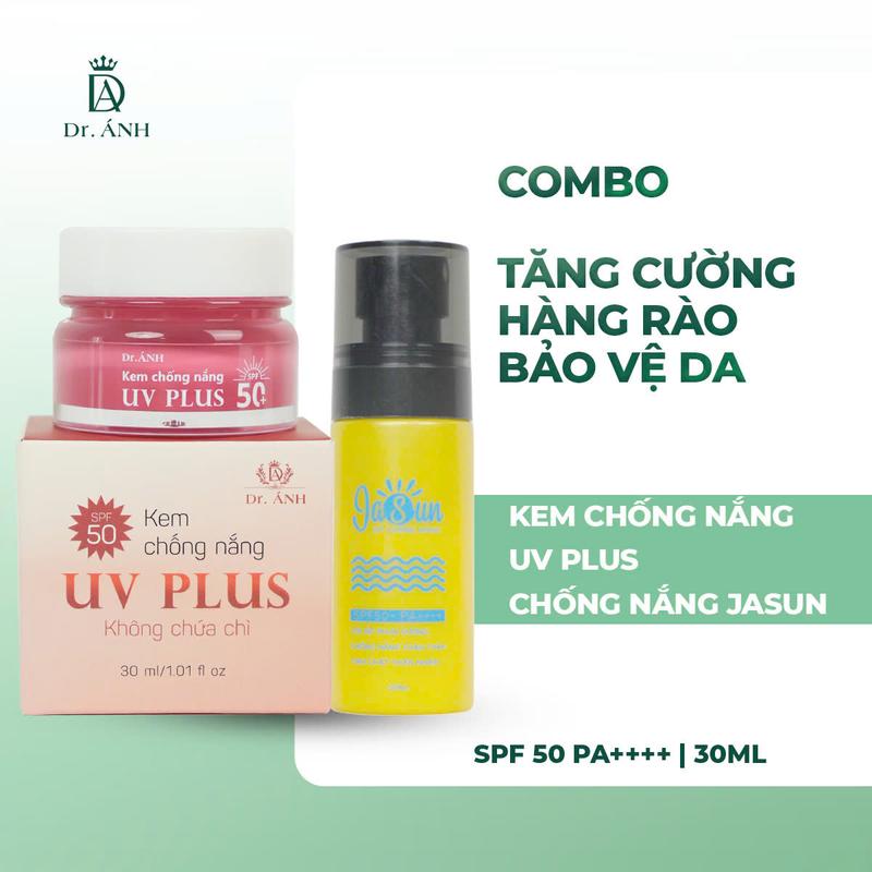 Combo Kem Chống Nắng UV PLUS + Chai xịt chống nắng Jasun SPF50 PA