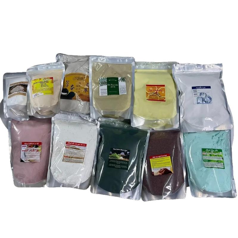 Mặt Nạ Dẻo Đắp Mặt, Mask Dẻo Dùng Trong Spa Các Loại Sau: Bạc Hà, Ngũ Hoa Hạt, Vitamin C, Đá Lạnh, Hoa Hồng, Cá Hồi, Vàng Sâm, Trà Xanh, Thuốc Bắc, Tảo Xoắn, Cám Gạo, Ngọc Trai - Handmade Túi 500gr và 1 Kg Làm Đẹp Da đu đủ vitamin e sheet