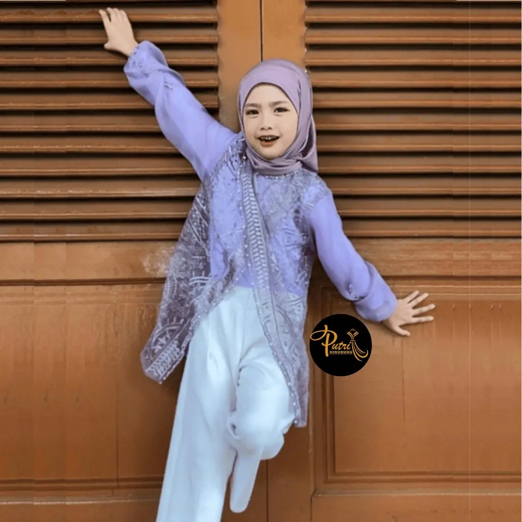 Fiona Kids Outer Brukat Anak Tanggung Perempuan 4-12 Tahun Brokat Organza Payet Kondangan Lebaran