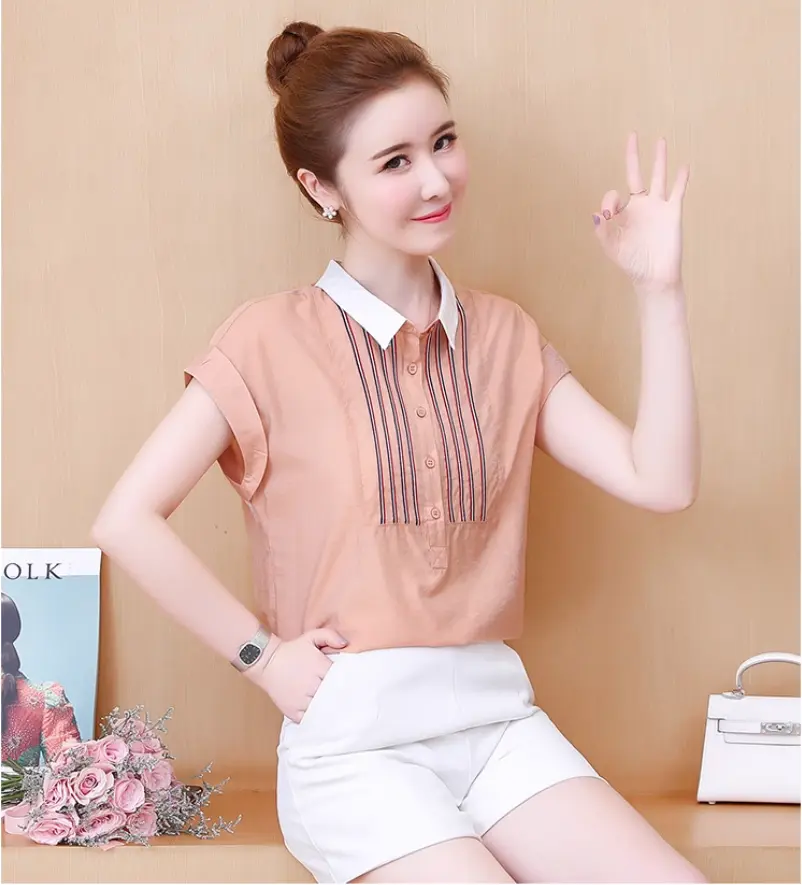 Áo Sơ Mi Nữ Ngắn Tay Chất Đũi Mềm Mát Sang Trọng Và Năng Động VPT8