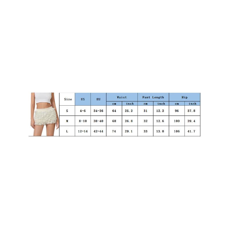 Product Introduction of Women's Lace Ruffled ShortsElastic Waist Layered Cake Skorts for Summer Spring 0