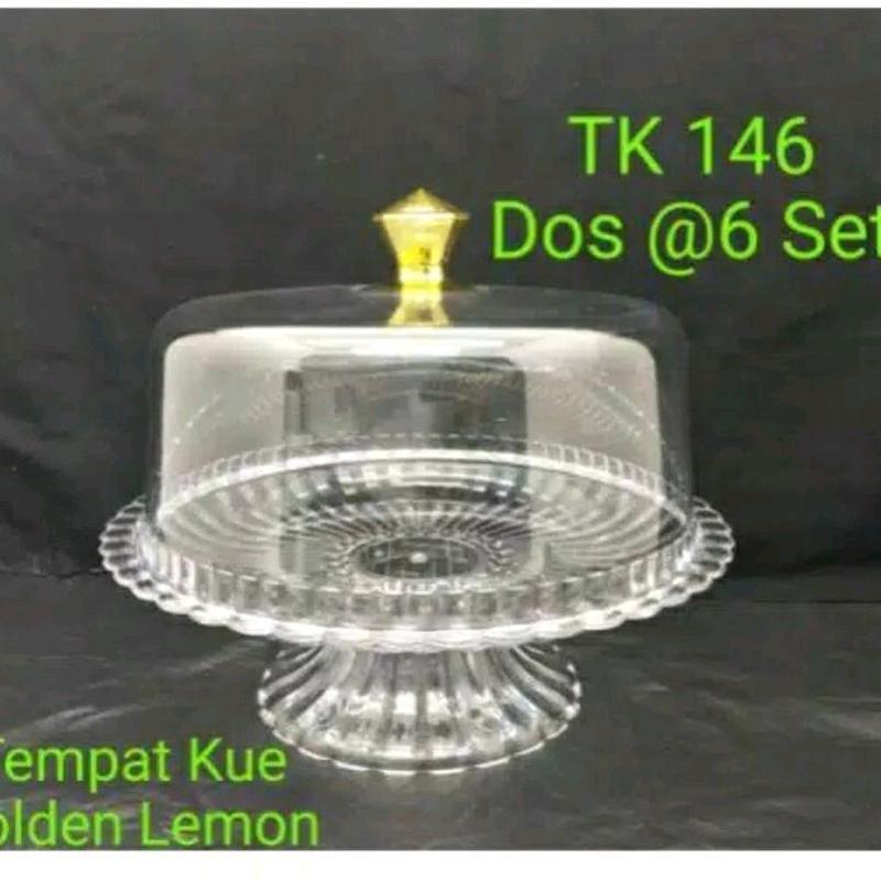 Jual Murah Tempat Kue Bulat Cantik Golden Lemon Acrylic Plastik Kitchenware 3
