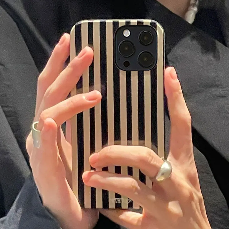 Online celebrity niche Milk Brown Stripe 14PRO phone case iPhone13 Spring/Summer 12 for 11 Apple XR Premium 8p