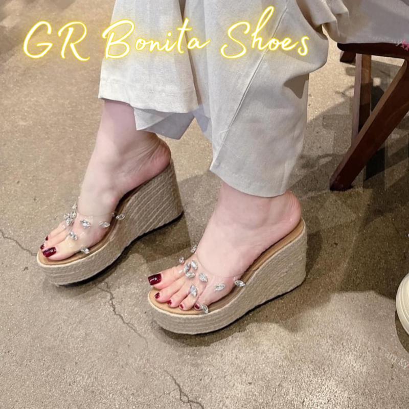 Giày xuồng cối hột đá mica gót cao 12 Phân Nữ Shoes -BMC01