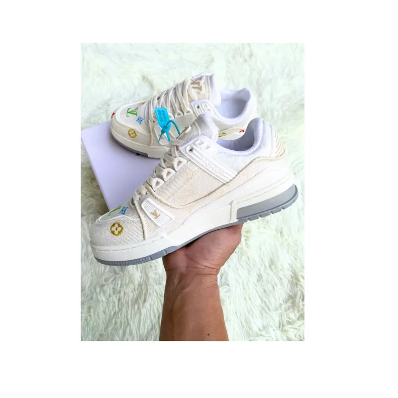 Giày Sneaker TRAIENR Nam - Thiết kế trẻ trung, hiện đại, chất liệu canvas bền đẹp mầu xám và trắng kem 4