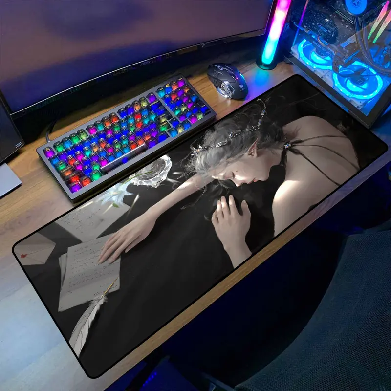 Lót chuột anime phím tắt văn phòng cỡ lớn 90x40 80x30 pad chuột anime siêu đẹp bền bảo hành 1 năm mã LC3 5
