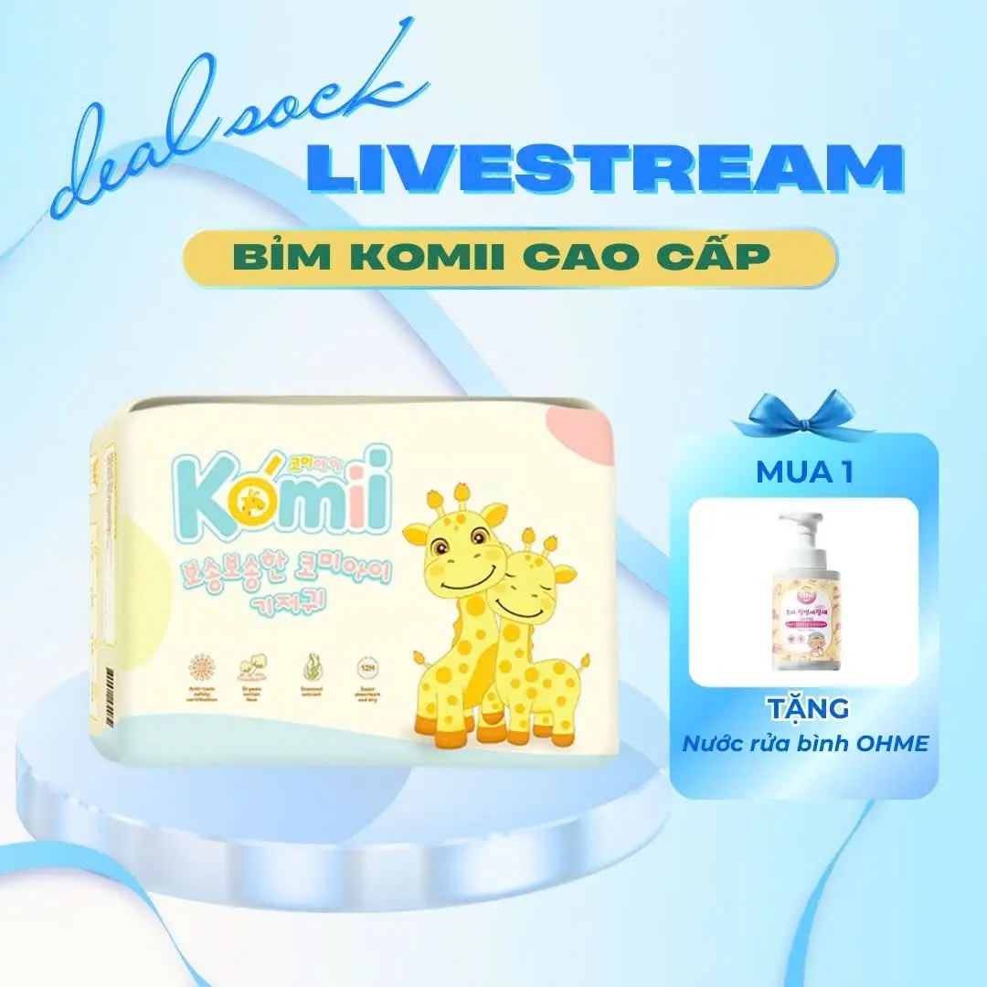 [MUA 1 TẶNG 1] 1 Bịch Tã/Bỉm Komii Fullsize cao cấp Hàn Quốc - TẶNG 1 nước rửa bình OHME