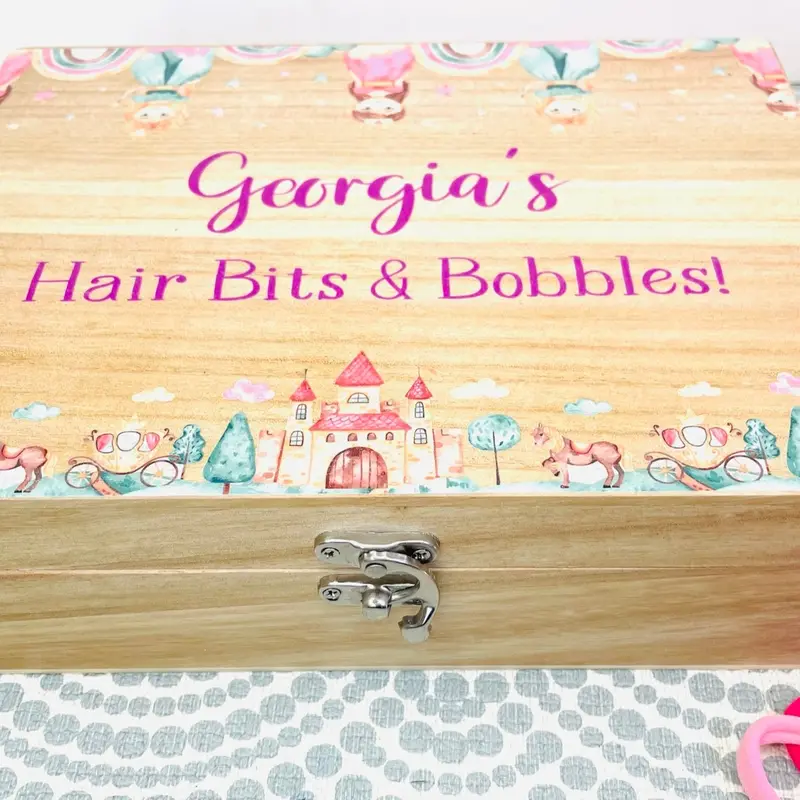 Personalised Hair Accessories storage box princess gift little girls 5th birthday 6th unicorn mermaid present Christening 1