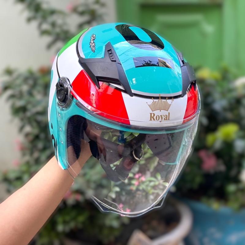 Nón Royal M268 tem Leopard 2 kính tặng kính trắng khi đặt bản kính 7 màu