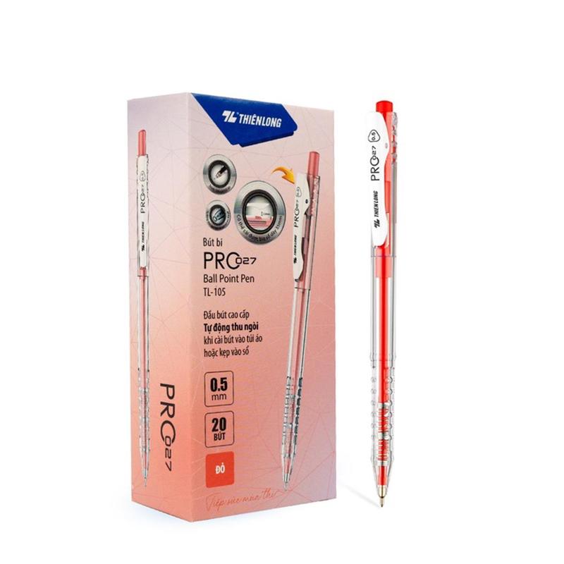 [Chính hãng] Hộp 20 Bút bi Thiên Long TL-105 màu pastel PRO 027-  Nhà Sách Cái Bè CH5 1