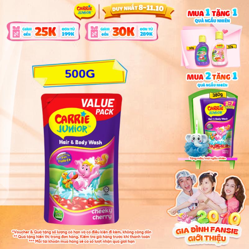 Túi Sữa Tắm Gội Cho Bé Carrie Junior Hương Cheeky Cherry 500G