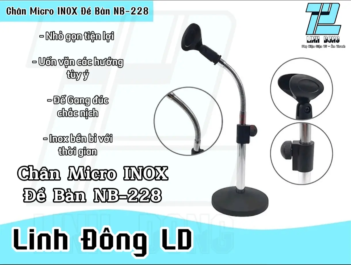 - Chân Micro để bàn chính hãng HAIF NB 228 - Chân Micro để bàn inox ( xoay uốn tùy ý )