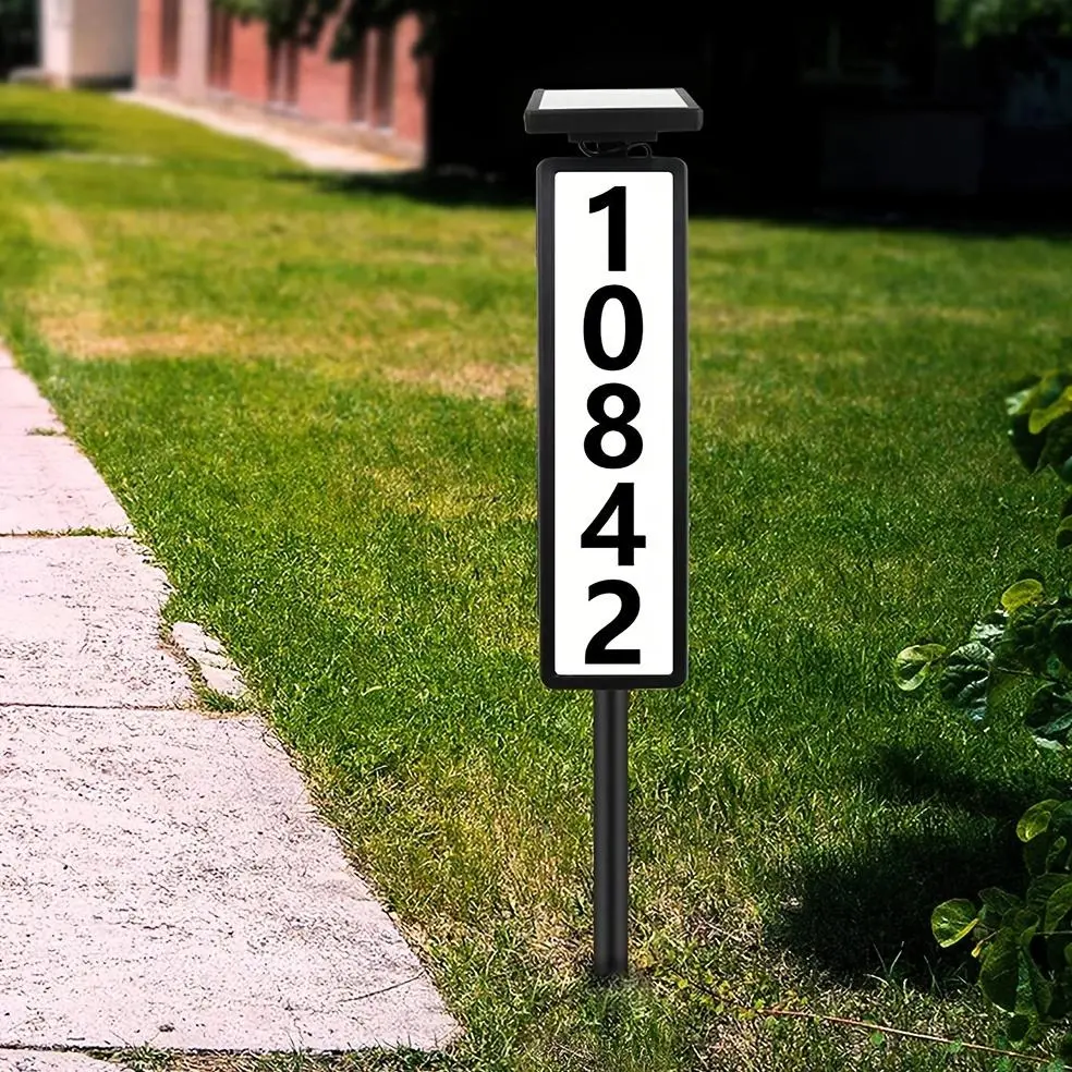 Solar House Light With Rod, Solar Address Sign Lighted House Number with 2 Light Modes, Outdoor Waterproof Address Number for House, Yard, Garden Decor, House Decor