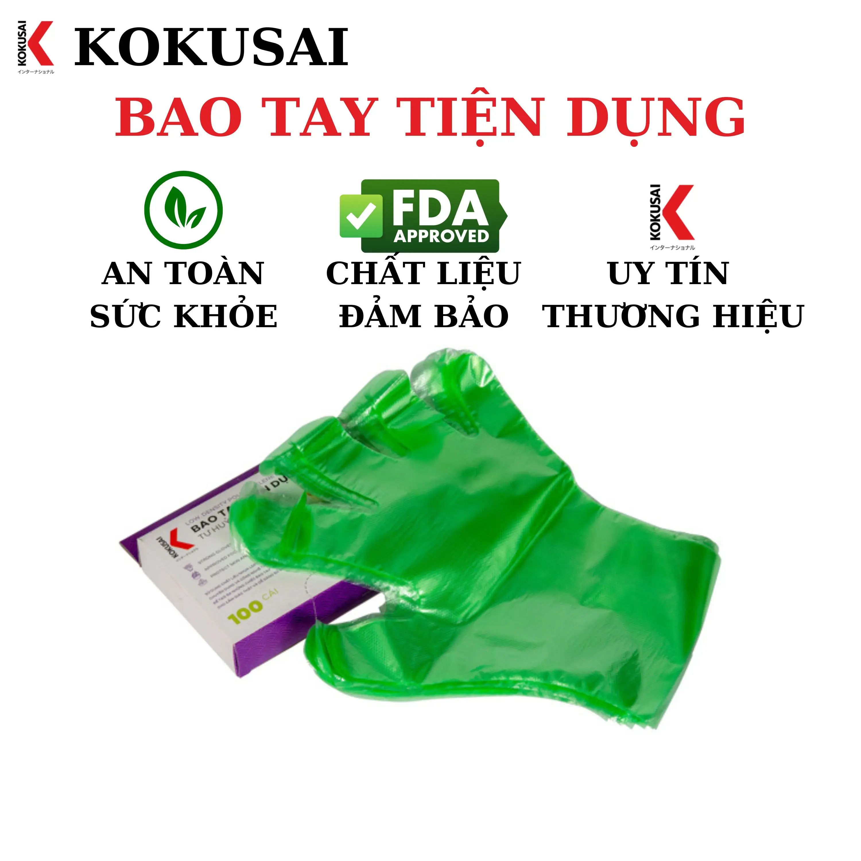 Bao tay nilon sử dụng một lần Kokusai an toàn thực phẩm