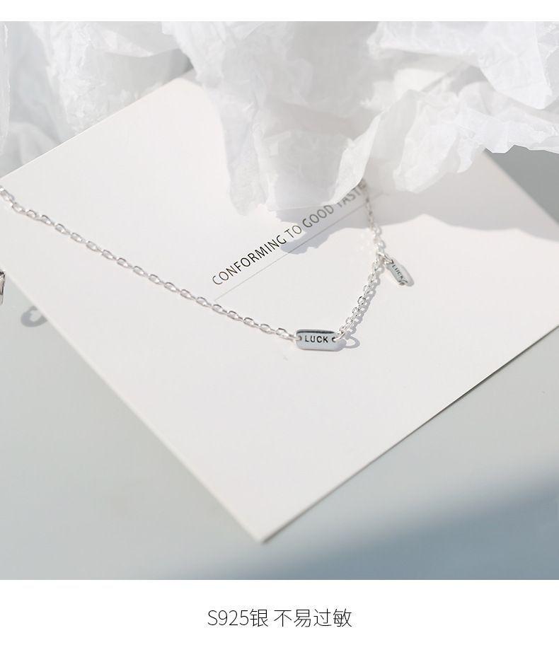 Product Introduction of 925 Silver Luck Square Plate Lucky Bracelet Niche Design Student Jewelry Ins Cold Style Female Exquisite and Versatile Female 5