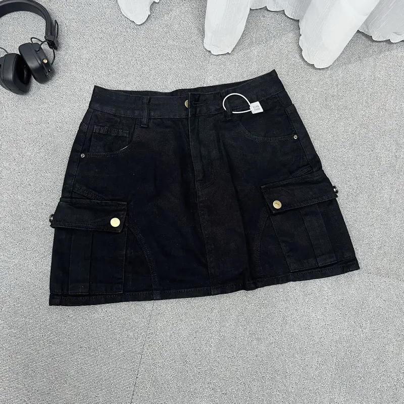 Chân Váy Jean túi hộp hàng Qc cao cấp dáng Ngắn Bigsize [55_90kg] màu thời trang dài 38cm mã 526 Khuy quang i 8