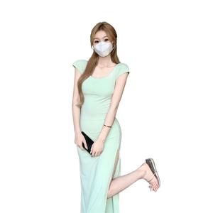 กระโปรงรัดรูป ฤดูร้อน 2024 ผู้หญิง มาใหม่ สไตล์สาวฮอตล้วน รัดรูป ความยาว Midi Dress เดรส Clothing Lady Women เสื้อผ้า Dress เดรส