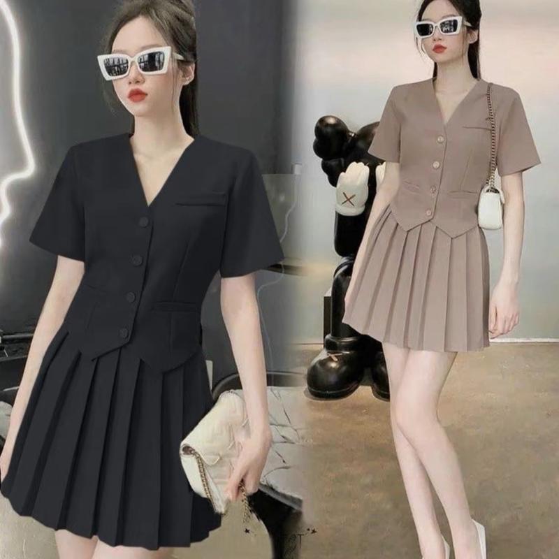 Set ao NXL chân váy xếp ly bigsize 50-95kg chat cotton lạnh Có thế giặt băng máy Nữ Women Áo