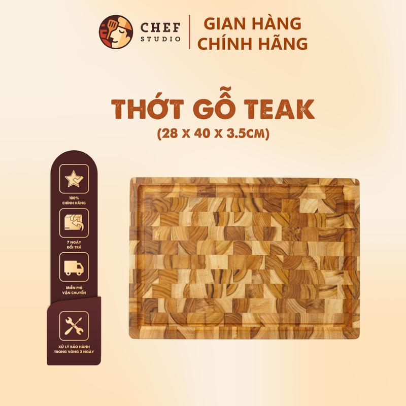 Thớt gỗ Teak chặt Chef Studio HCN 280x400 mm, dày 35mm thớt  gỗ thớt  gỗ
