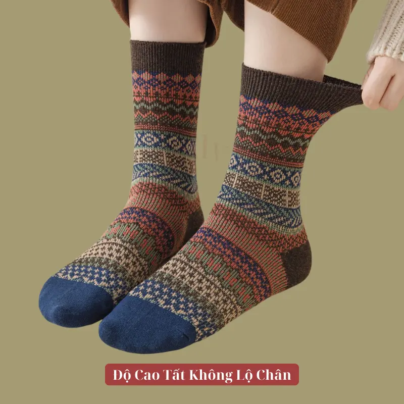 Set 7 Đôi Tất Vớ Nam Nữ Chất Liệu Thổ Cẩm Lạ Mắt 4