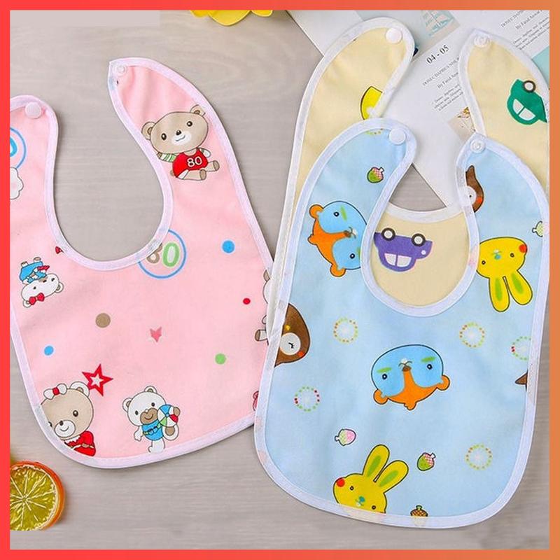 Bộ 10 Yếm Ăn Dặm Cho Bé - Loại Yếm Chữ U Chống Thấm, 2 Lớp Có Cúc Bấm Nhiều Hình Ngộ Nghĩnh Đáng Yêu Dành Cho Bé Trai Và Bé Gái Voi