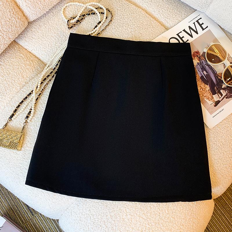 AMMIN Korean style zipper high waist fashion pleated chiffon skirt Women 2024 Spring Fall retro solid color commuter A-line anti-slip hip wrap one-step dress 4