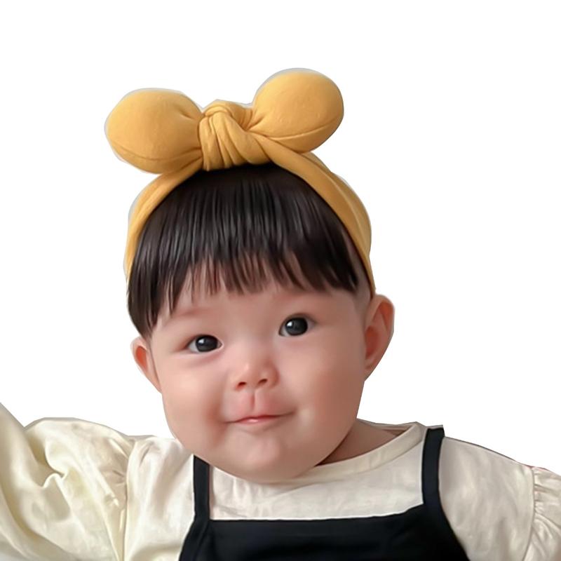 Stylish Bowknot Headband Infant Wig Bangs Hairpiece 0-1Y Newborns Headwear Solid Color Hairband Decor for Baby Girls 6