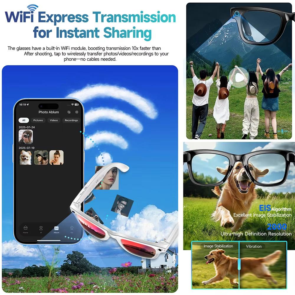 2026 New AI Smart Translation Smart Glasses 8MP HD Camera Bluetooth Call Music Play Photo Take Voice Video Recording Sunglasses - Image 5