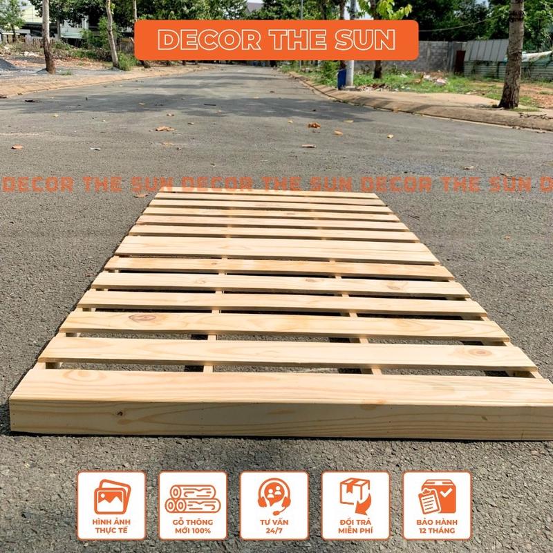 Giường Pallet Đóng Kín Viền Gỗ Thông cao 8cm,dùng decor phòng,tấm lót nệm - Decor The Sun