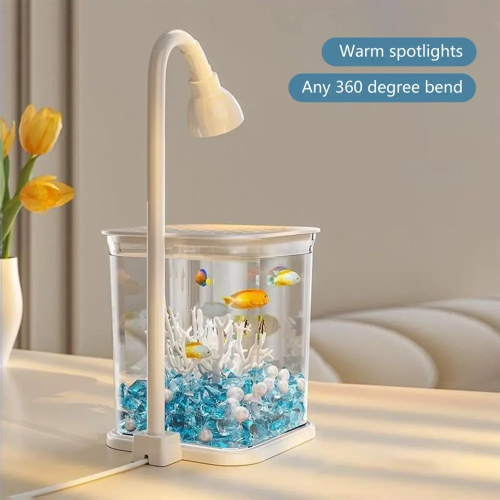 gootrades High Quality Acrylic Landscape Fish Tank Feed Hole High Transparency Desktop Aquarium Small Landscape Fish Tank Living Room
