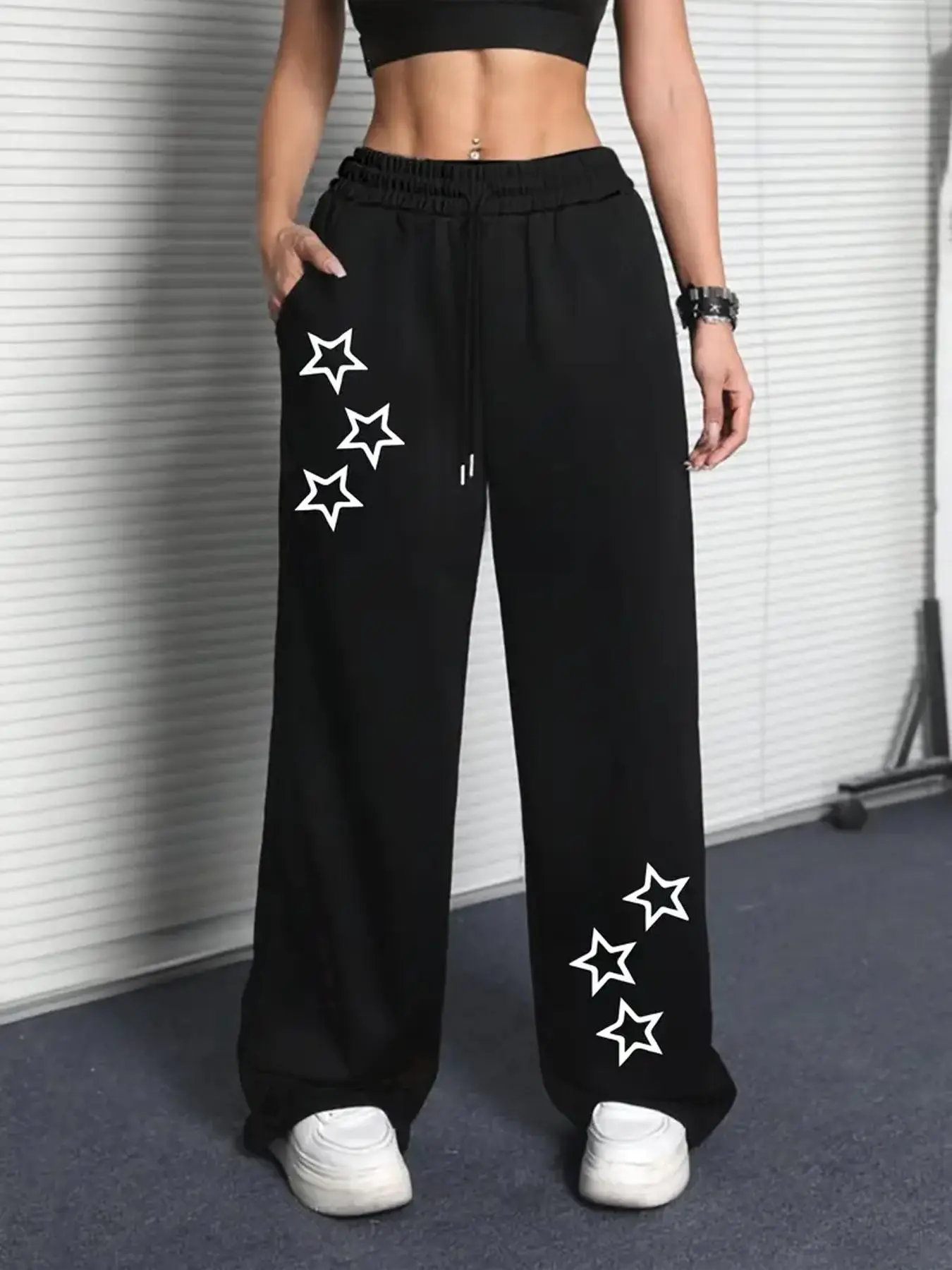 Women's Star Print Sweatpants, Casual Comfy Jogger Pants for Daily Wear, Ladies Bottoms for All Seasons, Trouser
