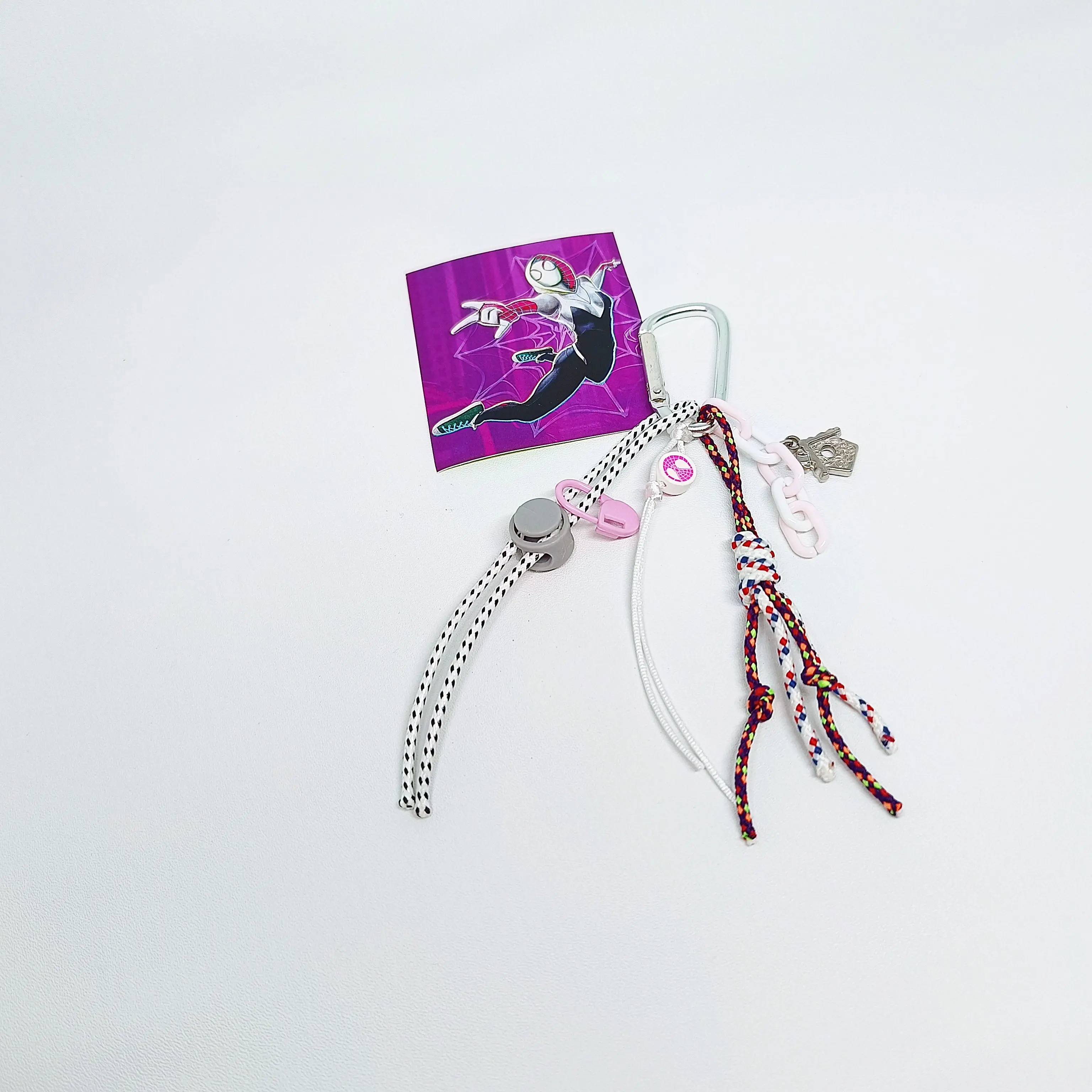 Carabiner Bag Charm Miles Morales and Gwen Stacy Macrame Gantungan Tas Keychain Spider Verse Karabiner Pastel Makrame
