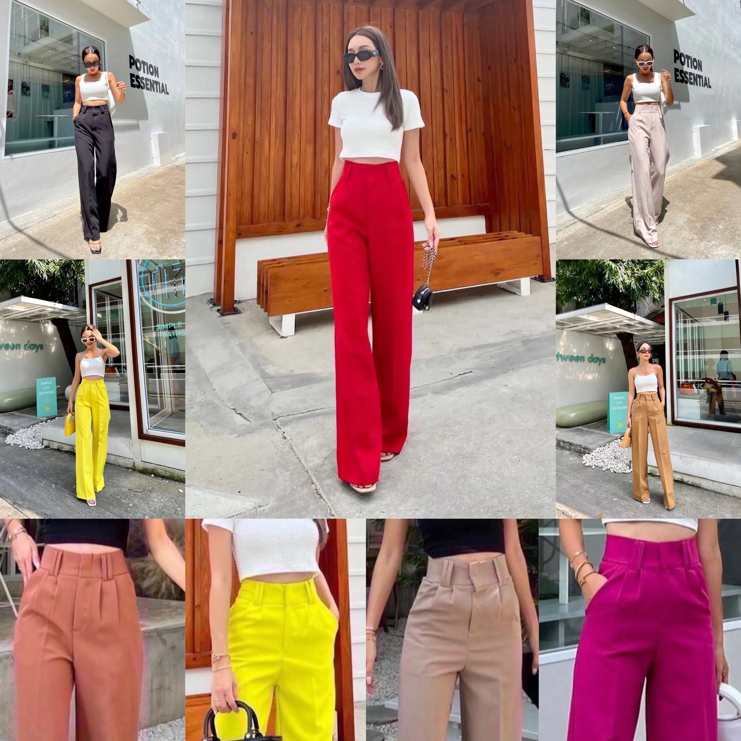 Celana Promthong K11 High Waist Kulot Kancing Kait Katun Tidak Stretch Bangkok Wanita