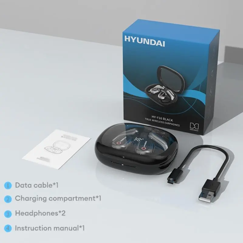 HYUNDAI Y16 Open-ear Design OWS Wireless Earbuds, Bluetooth-compatible Translation Earphones Support 75 Languages Face-to-Face & Simultaneous, Video & Voice Call Real Time Translation Earbuds Support Playing Music & Phone Calls, Audio Headset 7