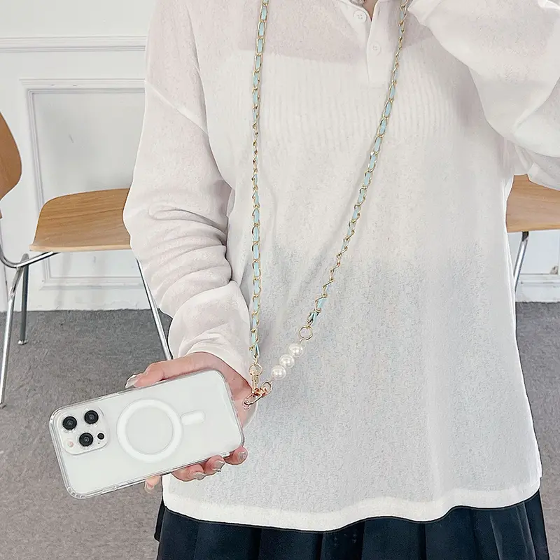 Tali Telepon Lanyard Selempang Hp Phone Straps Gantungan Hape Rantai Kulit Premium Hias Mutiara Mewah Cantik 7