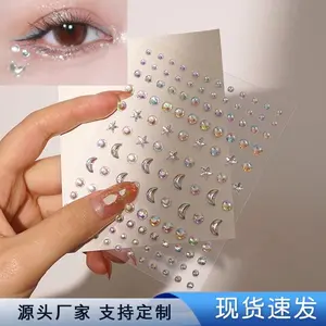 Stiker bulan berlian mengkilat langsung tempel / perhiasan wajah diamond berlian bulan / face sticker