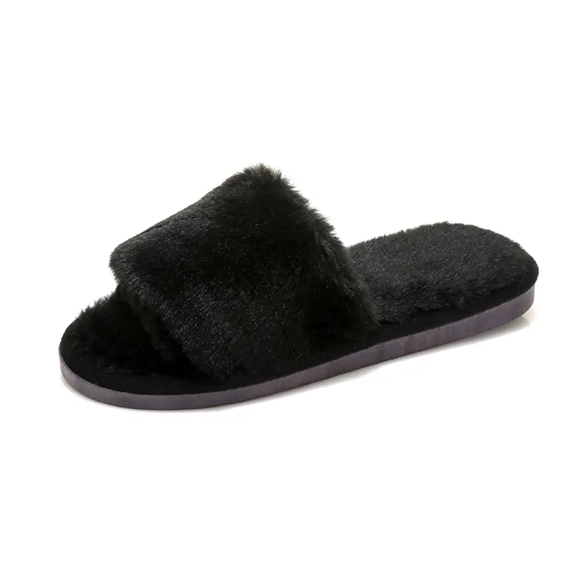 Fairy Style Solid Color Furry Slippers for Women, Outdoor Wear, 2023 Autumn New Plush Slippers for Air-conditioned Rooms, Lazy One-word Cotton Slippers boho  toms sky  high  heels aldo green  boots demonia  shoes tippies  heels green  boots slipper