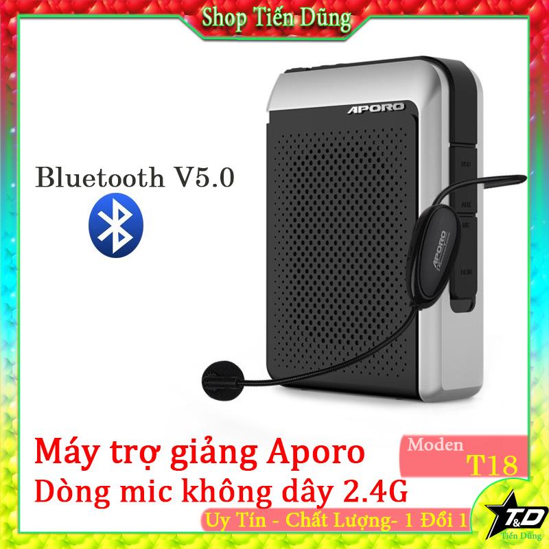 Máy Trợ giảng không dây Aporo T18 mic sóng 2.4G UHF kết nối bluetooth, thẻ nhớ TF, AUX 3.5mm, USB không dây