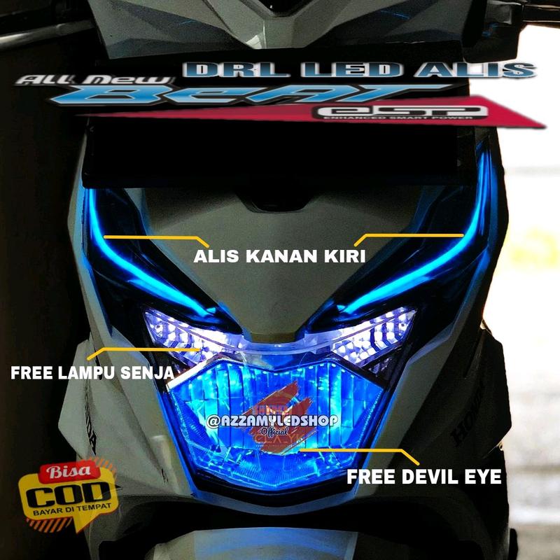 paket lampu alis beat esp beat street 2017 2018 2019 bonus demin dan lampu senja t10 Motorcycle 3