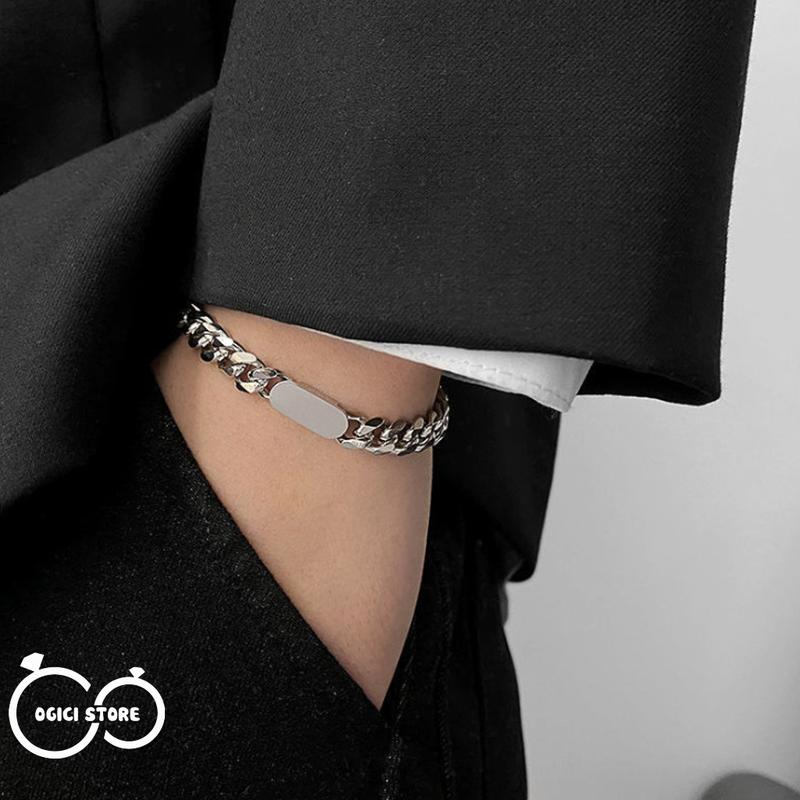 [Khắc Tên] Lắc tay nam nữ titan thời trang, Vòng tay nam mặt trơn và khắc tên phong cách hiphop cá tính, Unisex Phụ Kiện